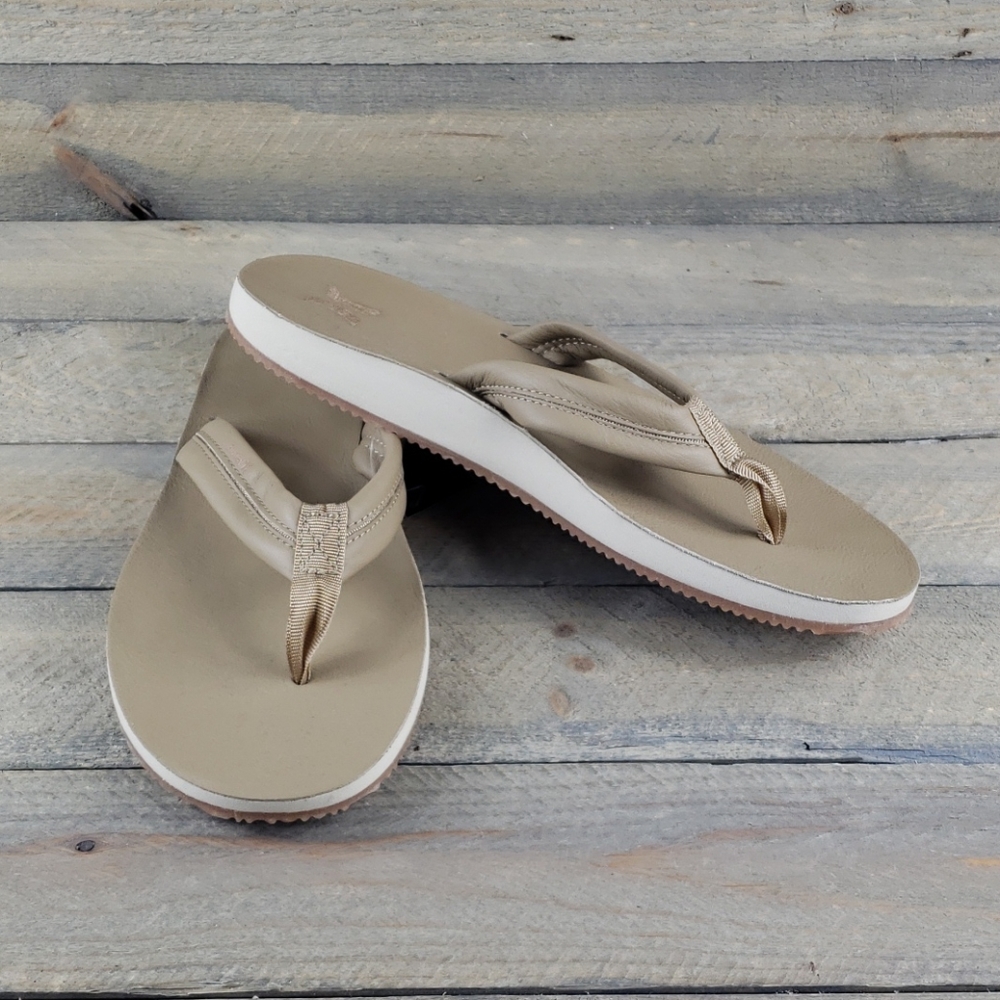 Hurley Lunar Leather Sandals Flip Flops  Khaki - Picture 4 of 5